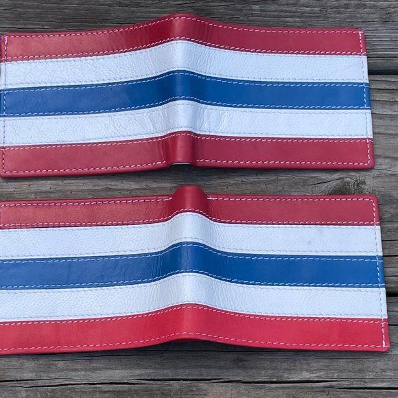 Multicolor Men Wallet US Flag Bifold Cardholder Handmade Genuine Leather Men Pur - Picture 4 of 12